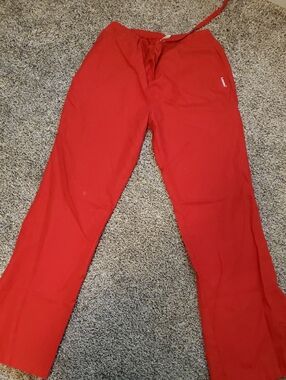 Scrub Pants Landau Red Drawstring Jogger Pants